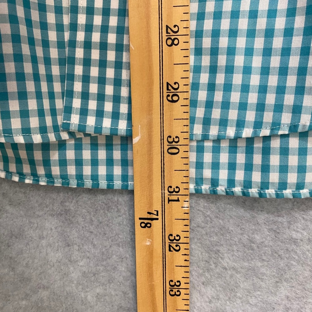 LL BEAN Mens Large Button Down Shirt Blue White Gingham Cotton Wrinkle Resistant - Picture 6 of 7